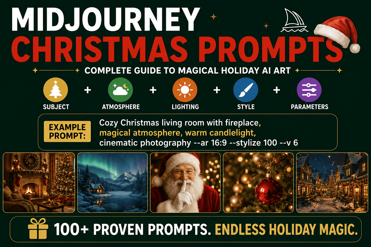 Infographic: Midjourney Christmas Prompts - Complete Guide to Magical Holiday AI Art